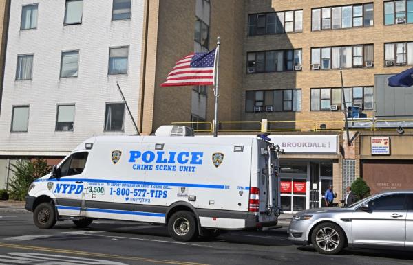 Police at Brookdale Hospital. 