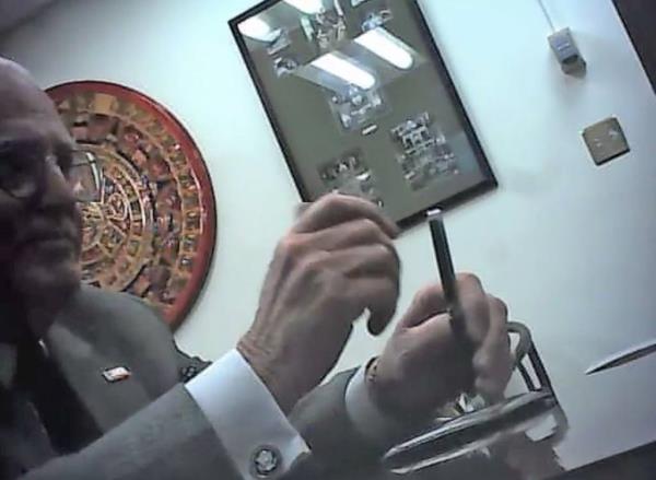 Then-Ald. Edward Burke, 14th, meets with developers of the Old Post Office project at the offices of then-Ald. Daniel Solis, 25th, in secretly recorded video taken Oct. 27, 2016. The video was played for jurors at Burke's federal corruption trial in November 2023. 